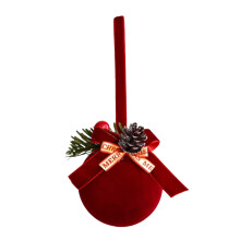 (Flocking Christmas ball pendant) Nordic Red Flocked Christmas Bell Ornaments