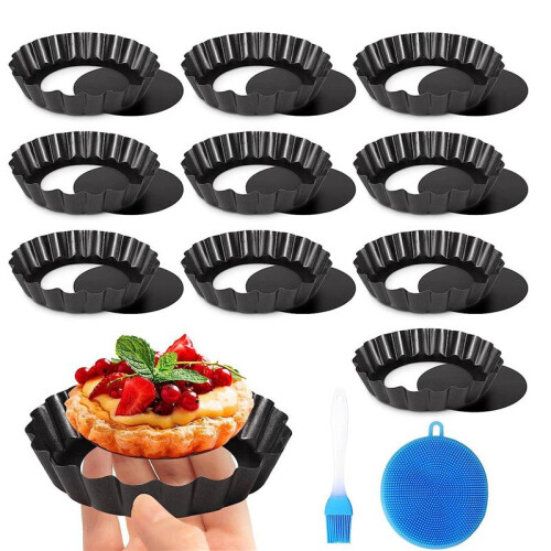 20X Assadeira para Tortas, Assadeiras para Tortas de 4 Polegadas, Forma Antiaderente Removível de Fundo Solto em Aço Carbono 4 Polegadas, Forma para 2