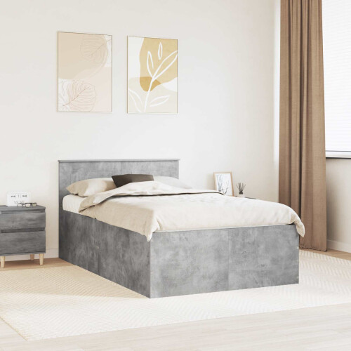 VidaXL vidaXL Bed Frame Concrete Grey 120 x 190 cm Engineered Wood