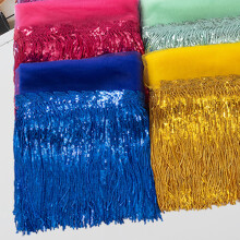 10Pcs 20Cm Sparkly Sequined Tassels Ribbon Sequins-Light Green
