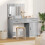 VidaXL vidaXL Dressing Table with Mirror Lights 2 pcs Grey Engineered wood 1