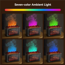 Fireplace Flame Humidifier Colorful Ambient Lights Diffuser Desktop Simulated Wood Flame Aroma Diffuser B