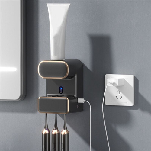 Automatic Toothpaste Dispenser, Wall Mounted Electric Toothpaste Dispenser for Kids & Adults, Toothpaste Dispenser Beige