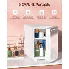 6L Makeup Fridge with LED Light Mirror Fridge for Bedroom Car Small Refrigerator for Cosmetics, Skin Care EU Plug-B