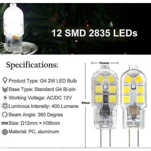 Λαμπτήρας LED G4 2W 12V AC/DC, πακέτο 10 λαμπτήρων αλογόνου ισοδύναμου 20W, 200L 1