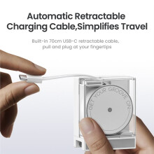 65W GaN Charger PD3.0 Type C Quick Charge Built-in 70cm Fast Charging USB-C Cable for Phone,Laptop Computer EU Plug