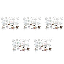 3D Sticker, 100 x Star Art Mirror Wall Sticker Surface Decal Home Room DIY Art Decor (Silver)