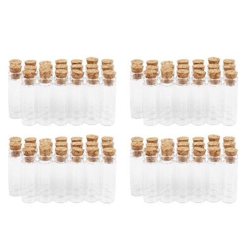 80Pcs 11X32mm Tiny  Empty Clear Cork Glass Bottles Vials 2Ml