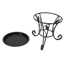 2X European Style Simple Flower Stand Flower Pot Succulent Flower Shelf Iron Stand + Iron Plate for Desktop Balcony