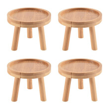 4X Wooden Plant Stand Flower Pot Base Holder Stool High Stool Balcony Succulent Round Flower Shelf for Indoor Outdoor