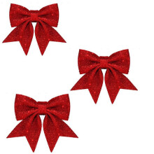 3 PCS 20x23cm Xmas Red Wreath Sequin Bow Ties Small Tree Home Decor
