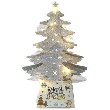 Mini Shiny Christmas Tree with Lights Desktop Ornament Card Set A