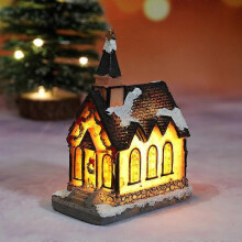 LED Resin Christmas Village House with Lights Luminous Building Table Decor for Holiday Party Dollhouse