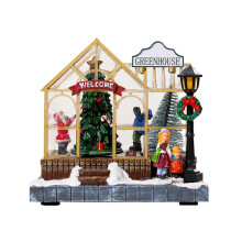 LED Lighted Christmas Musical Resin Village House Ornament Rotating Tree Figurines Gift