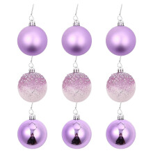 9 PCS Purple Christmas Hanging Ornaments 2.36inch Tree Home Year Party Decor