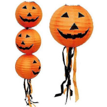 12inch 5pcs Orange Halloween Pumpkin Paper Lanterns Foldable Indoor Outdoor Decor 25-26