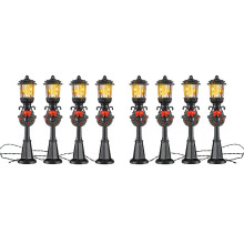 8 Pcs Mini Christmas Lamp Post & Train Lamp & Street Lights for DIY Dollhouse Village