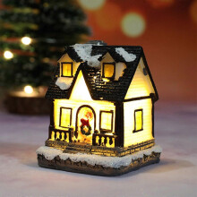 Christmas Resin House LED Warm Light Micro Landscape Gift Home Desktop Holiday Decor