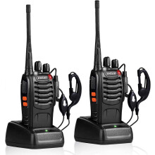 Ricetrasmettitori UHF a lungo raggio ricaricabili con auricolari e torcia, batteria agli ioni di litio.