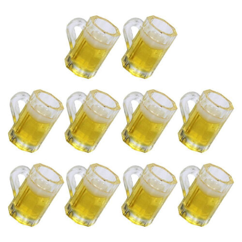 10 Mini-Bierkrüge aus Kunstharz, gelb, Wohnaccessoires