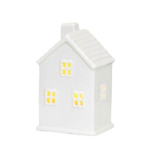 White Ceramic Christmas Village House Set Handmade Festive Home Decor