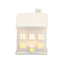 Compatible with Most Christmas Village Sets White Ceramic LED Lighted Houses