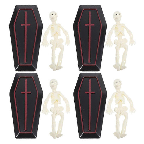 Creative Halloween Mini Coffins Decor 8 Sets with Skeleton Props