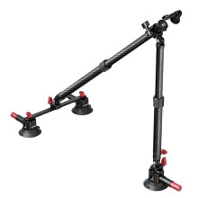 Triple Suction Cup Car Mount Kit, Carbon Fiber Camera Mount with Action Camera Adapter Compatible with