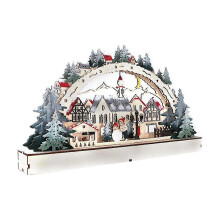 Multicolor LED Wooden Christmas Village Desktop Decoration with Lights