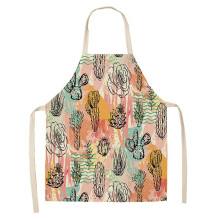 Multicolor Cactus Print Kitchen Apron, Waterproof Oil-Proof, Adjustable Size, Home Baking BBQ Apron