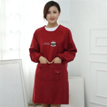 Kitchen Apron Multicolor Long Sleeves Large Pockets 33x26x3cm Easy Clean Unisex Cooking Apron