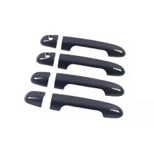 (Silver 1 keyhole)Compatible Glossy Black Chrome Carbon Fiber Car Door Handle Cover Trim For Kia Forte