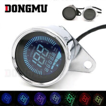 (Schwarz) Multifunktionaler Retro-Motorrad-Kilometerzähler, Drehzahlmesser, Öldruckanzeige, LED-LCD-Display,