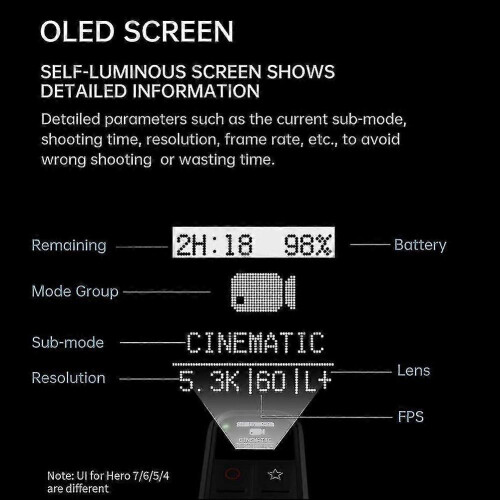 Télécommande intelligente pour Hero 10/9/8/7/6/5/4/max avec écran OLED 2