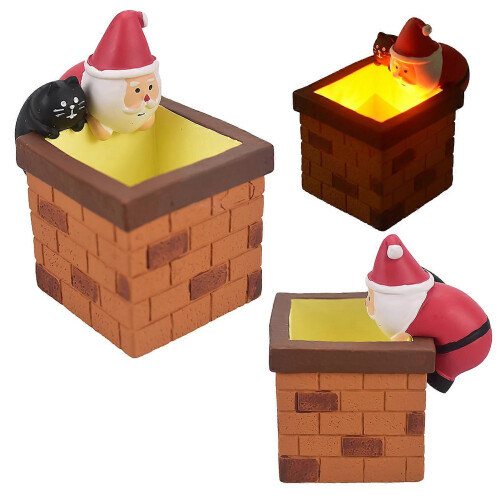 LED Glowing Stack Refrigerator Magnet - Light-Up Christmas Santa Claus Black Cat Fireplace Stack Fridge Decoration with Light 1