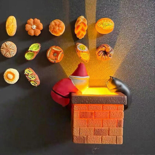 LED Glowing Stack Refrigerator Magnet - Light-Up Christmas Santa Claus Black Cat Fireplace Stack Fridge Decoration with Light 2