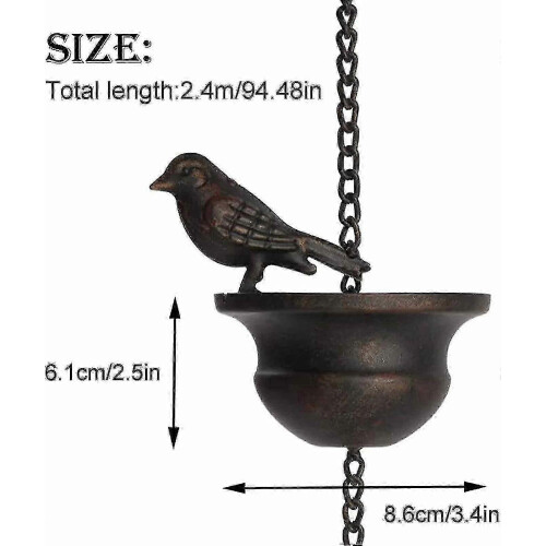 Outdoor Rain Chain Decorative Gutter Downspout, Bird Mobile Gift 60cm 2
