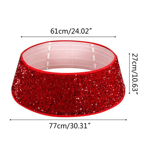 Red Sequin Christmas Tree Collar - Christmas Tree Ring, Red Christmas Tree Nest Collar Gift 2