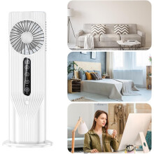 White Portable Humidifier Fan 100ml Mist Cooling Desk Fan Quiet Air Cooler Compact USB Personal Cooling Device for Office Bedroom SEO Fan