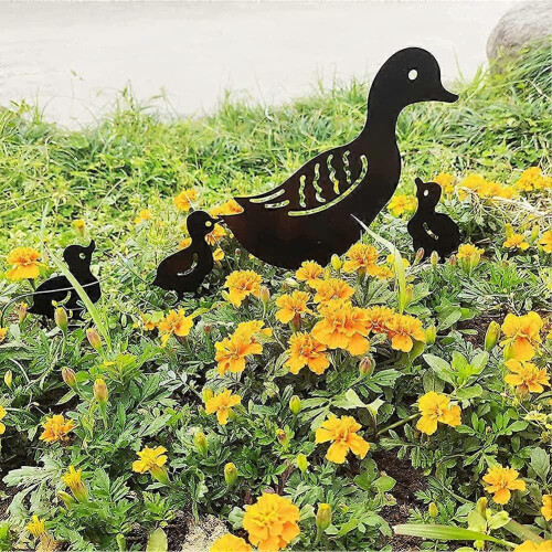 4er-Pack Metallenten-Gartenstecker, tierförmige Gartendekoration 1