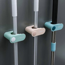 Juego de 3 soportes de pared para escobas, autoadhesivos, sin necesidad de taladrar, con clips de silicona antideslizantes pa