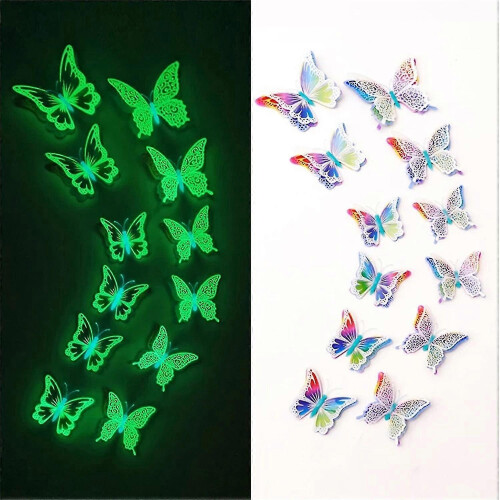 2025 1 Set Fluorescent Butterfly Fridge Magnets Creative Cute 3D Refrigerator Decor 1