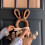 2X Hand Woven Wicker Easter Bunny Basket Hanging Wall Pocket Spring Decor 3