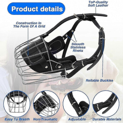 Extra Large Metal Basket Muzzle for Great Dane, Breathable & Drinkable, Prevents Biting 1
