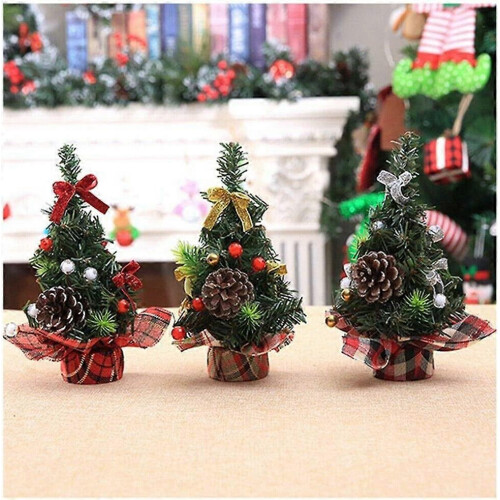 Red 20cm Mini Artificial Christmas Tree Tabletop Decoration Ornament 2