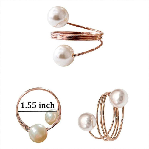 20 Pack Rose Gold Pearl Napkin Rings Set 1