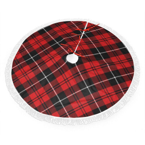 Weihnachtsbaumdecke mit Fransen und Spitze, Tartan Soft Light Touch, 30 1