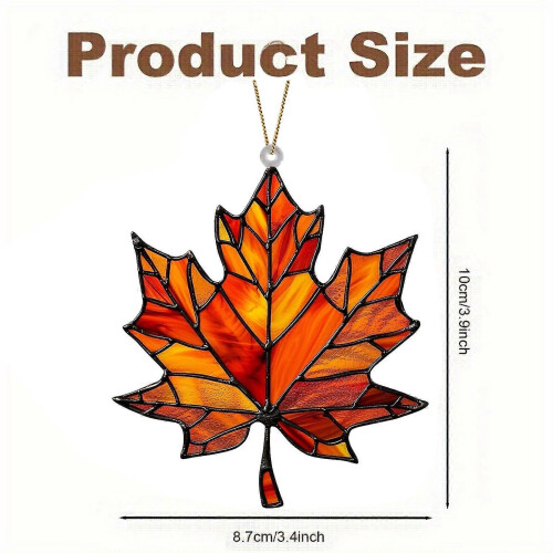 Stained Acrylic Maple Leaf Window Hanging Ornament 3.9in Fall Decor 2PCS 2