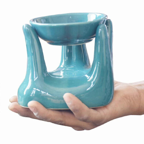Latest Porcelain Ceramic Hand Oil Burner Diffuser for Home Office, Includes 1 Tea Light Candle 2