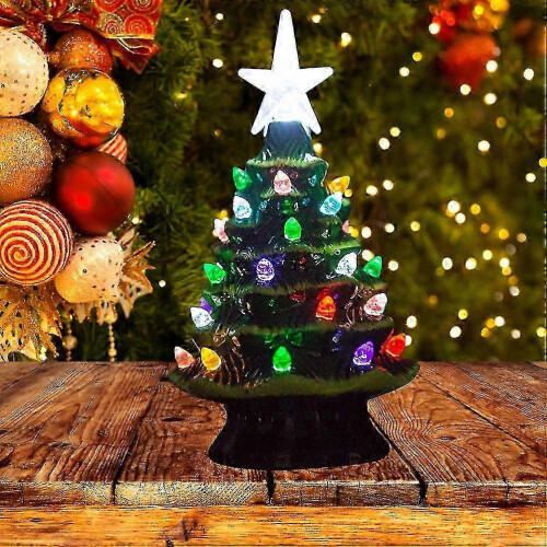 18.8cm Lighted Ceramic Christmas Tree Tabletop Decor with Christmas Lights SZRH 1